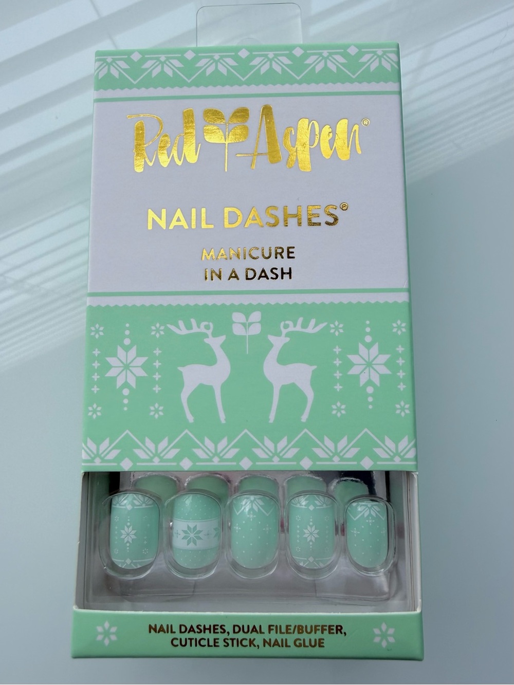 NWT Red Aspen Nail Dashes - Elvie’s Blue Bird Day - Mint Green & White Flakes